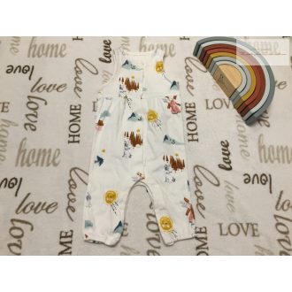   M§S 3-6 hó 8 kg 69 cm nyuszi - szélmalom - unikornis mintás pamut lány playsuit -  újszerű, hibátlan