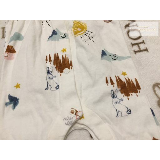 M§S 3-6 hó 8 kg 69 cm nyuszi - szélmalom - unikornis mintás pamut lány playsuit -  újszerű, hibátlan