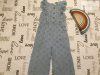 Primark 4-5 év 104-110 cm kék, madeirás-fodros vékony lenge nyári lány playsuit/ jumpsuit - újszerű,hibátlan 
