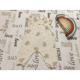   Zara 3-6 hó 68 cm bézs, virágmintás puha  pamut lány playsuit- újszerű,hibátlan
