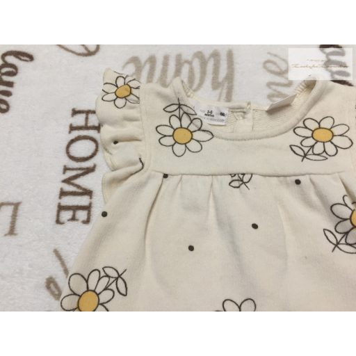 Zara 3-6 hó 68 cm bézs, virágmintás puha  pamut lány playsuit- újszerű,hibátlan