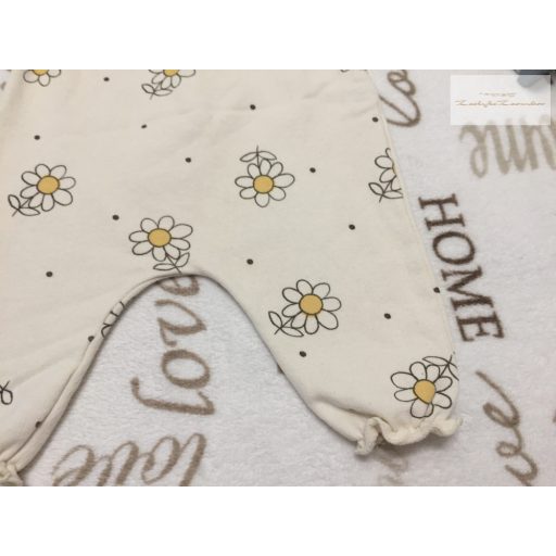 Zara 3-6 hó 68 cm bézs, virágmintás puha  pamut lány playsuit- újszerű,hibátlan