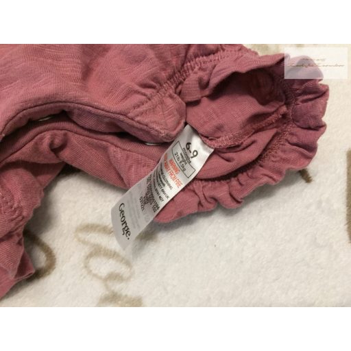 George 6 -9 hó 9,5 kg  tégla színű, fodros-madeirás pamut lány playsuit/ napozó- újszerű,hibátlan