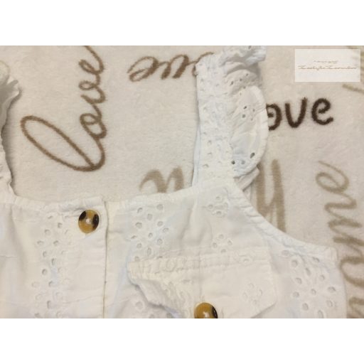 River Island 8 év 128 cm hófehér fodros madeirás vékony nyári, elegáns  lány playsuit/ jumpsuit- újszerű,hibátlan