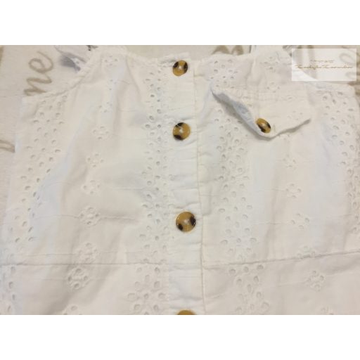 River Island 8 év 128 cm hófehér fodros madeirás vékony nyári, elegáns  lány playsuit/ jumpsuit- újszerű,hibátlan