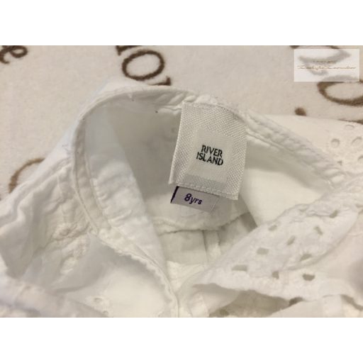 River Island 8 év 128 cm hófehér fodros madeirás vékony nyári, elegáns  lány playsuit/ jumpsuit- újszerű,hibátlan