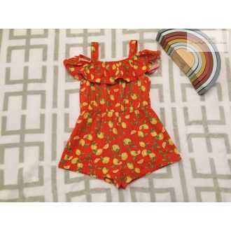   River Island 3-4 év 98-104 cm citrom mintás pamut lány rövid playsuit- újszerű, hibátlan