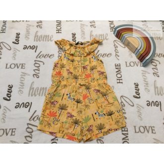   George 4  - 5  év 104 - 110  cm sárga, zebra-tigris- zsiráf mintás-fodros vékony pamut lány rövid playsuit újszerű,hibátlan