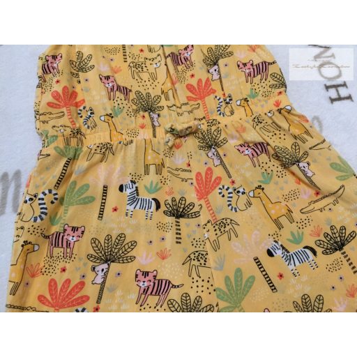 George 4  - 5  év 104 - 110  cm sárga, zebra-tigris- zsiráf mintás-fodros vékony pamut lány rövid playsuit újszerű,hibátlan