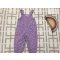 Jojo Maman Bébé 12 - 18 hó lila, fehér virágmintás puha mikrokord lány playsuit - újszerű,hibátlan