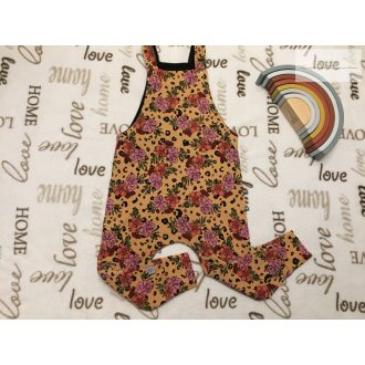   Little Fox Tots 3-4 év 98-104 cm barna, színes virágmintás pamut lány playsuit - újszerű.hibátlan
