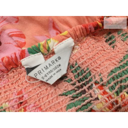 Primark 5-6 év 116 cm rózsaszín, színes nagy virágmintás vékony pamut lány playsuit/ jumpsuit- újszerű,hibátlan
