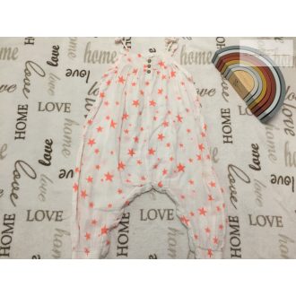   Next 18 - 24 hó 86-92 cm  fehér, rózsaszín csillag mintás puha duplagéz lány playsuit -újszerű,hibátlan