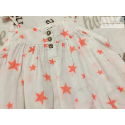 Next 18 - 24 hó 86-92 cm  fehér, rózsaszín csillag mintás puha duplagéz lány playsuit -újszerű,hibátlan