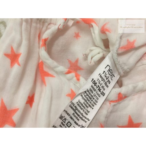 Next 18 - 24 hó 86-92 cm  fehér, rózsaszín csillag mintás puha duplagéz lány playsuit -újszerű,hibátlan