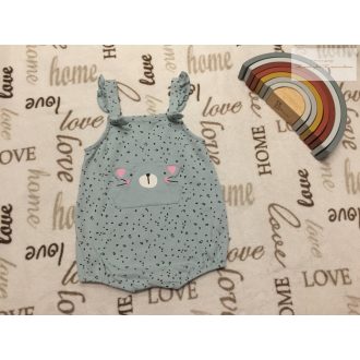   Matalan 9 -12 hó 74 -80 cm  zöld, cica fej mintás pamut lány playsuit/ napozó - újszerű,hibátlan