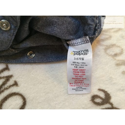 Mamas§Papas 3-6 hó 68 cm nagyon vékony farmer anyagú lány playsuit- újszerű,hibátlan