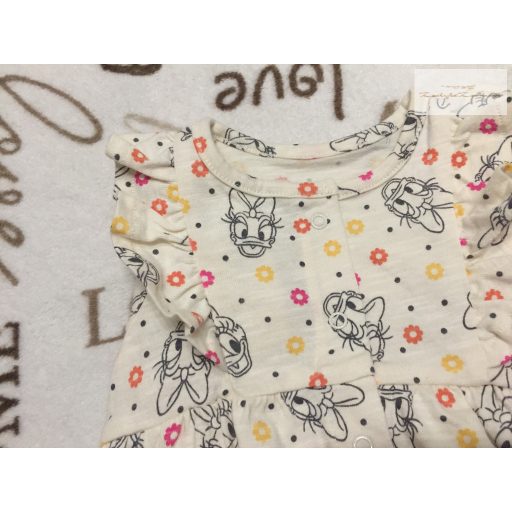 Disney at George 0-3 hó 56-62 cm bézs, Daisy mintás - fodros pamut lány playsuit/ napozó- új, szettet bontottam
