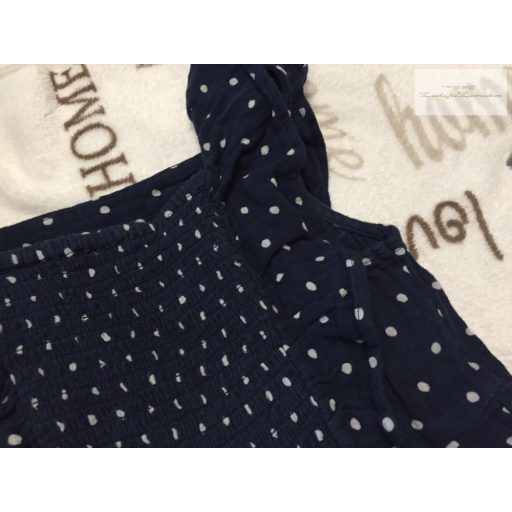 F§F 5-6 év 116 cm sötétkék, fehér pöttyös - fodros duplagéz lány playsuit -újszerű,hibátlan