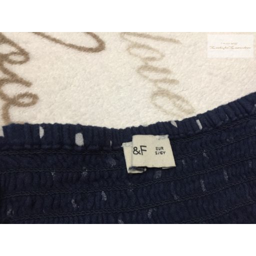 F§F 5-6 év 116 cm sötétkék, fehér pöttyös - fodros duplagéz lány playsuit -újszerű,hibátlan