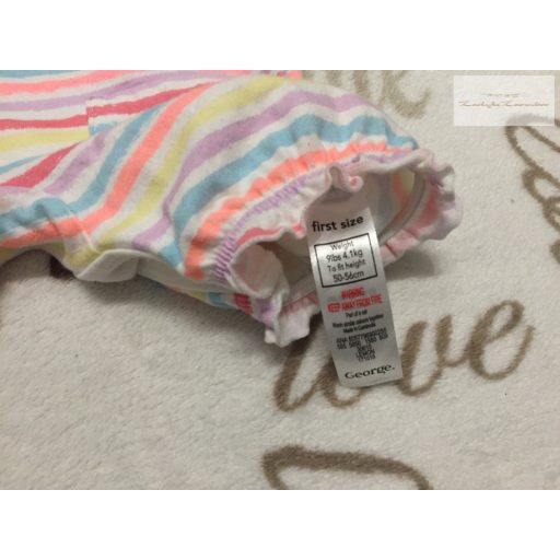 George újszülöttre való 50 - 56 cm 4,1 kg színes csíkos pamut lány playsuit/ napozó- újszerű,hibátlan