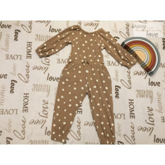   Nutmeg 18 - 24 hó 86-92  cm barna fehér pöttyös puha pamut lány playsuit/ kezeslábas újszerű,hibátlan