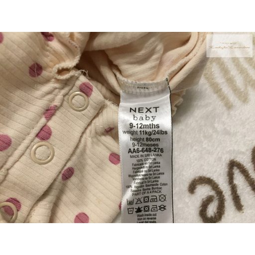 Next 9-12 hó 80 cm bézs, pöttyös pamut lány body/ playsuit újszerű,hibátlan 