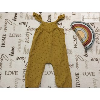   Next 12 - 18 hó 86 cm mustársárga, méhecske? mintás puha duplagéz lány playsuit -újszerű,hibátlan