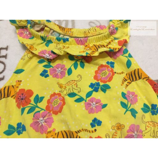 Bluezoo 4-5 év 110 cm sárga, tigris - virágmintás pamut lány rövid playsuit újszerű,hibátlan