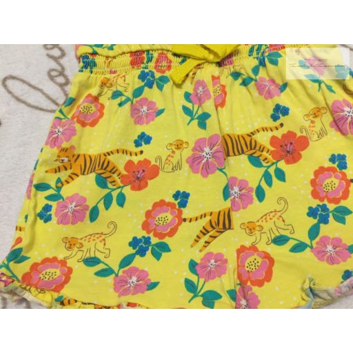 Bluezoo 4-5 év 110 cm sárga, tigris - virágmintás pamut lány rövid playsuit újszerű,hibátlan