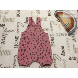   Next 6-9 hó 68 - 74 cm szürke szív mintás pamut lány  kantáros rövidnadrág/ playsuit - újszerű,hibátlan