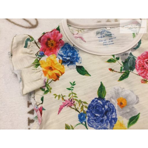 Next 2-3 év 98 cm színes virágmintás  fodros pamut lány playsuit -  újszerű,hibátlan