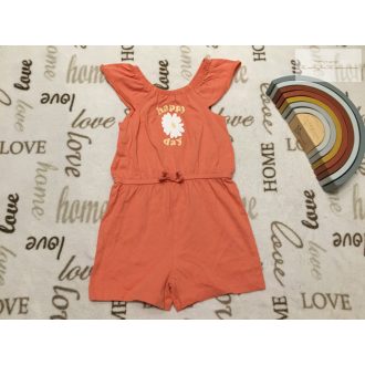   Primark 4-5 év 104-110 cm virágmintás, happy day feliratos pamut lány playsuit- újszerű,hibátlan 