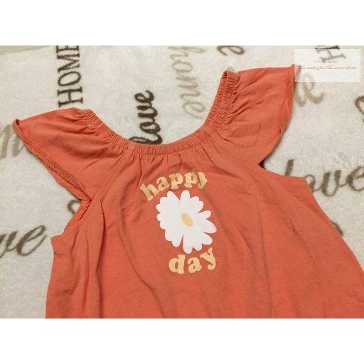 Primark 4-5 év 104-110 cm virágmintás, happy day feliratos pamut lány playsuit- újszerű,hibátlan 