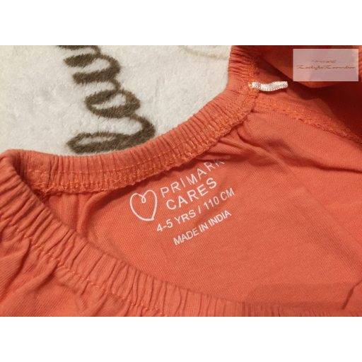 Primark 4-5 év 104-110 cm virágmintás, happy day feliratos pamut lány playsuit- újszerű,hibátlan 