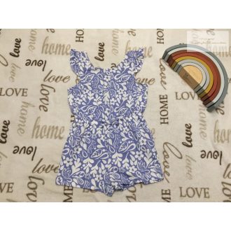   Primark 2-3 év 98 cm világoskék, fehér virágmintás pamut lány playsuit-  új, szettet bontottam