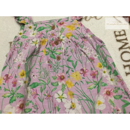 Next 3-6 hó  68 cm  halvány lila, pillangó és virágmintás pamut lány playsuit-újszerű, hibátlan
