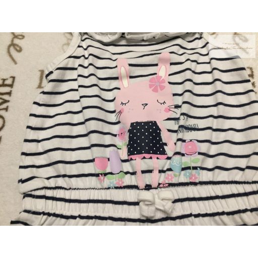 George 4  - 5  év 104 - 110  cm csíkos, nyuszi mintás pamut lány playsuit - újszerű,hibátlan