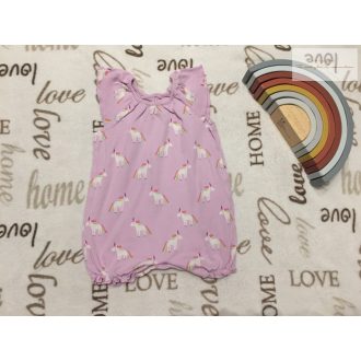   Next 6 -9 hó 9,5 kg lila, unikornis mintás pamut lány playsuit / napozó - újszerű,hibátlan