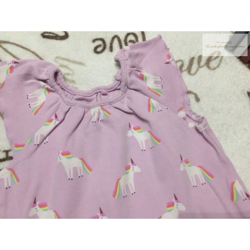 Next 6 -9 hó 9,5 kg lila, unikornis mintás pamut lány playsuit / napozó - újszerű,hibátlan