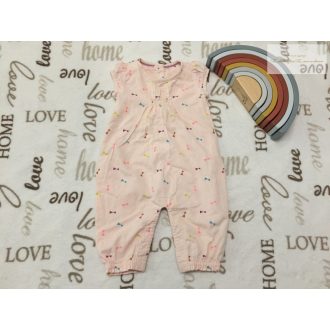   M§S 3-6 hó 8 kg 69 cm rózsaszín, színes masni mintás vékony pamut lány playsuit -újszerű, hibátlan