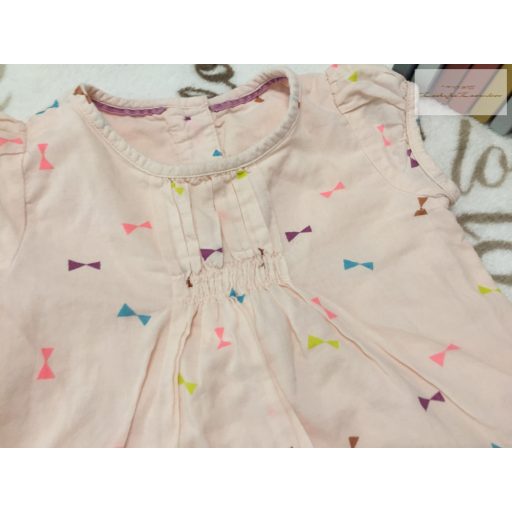 M§S 3-6 hó 8 kg 69 cm rózsaszín, színes masni mintás vékony pamut lány playsuit -újszerű, hibátlan