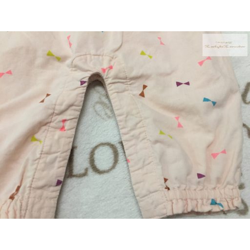 M§S 3-6 hó 8 kg 69 cm rózsaszín, színes masni mintás vékony pamut lány playsuit -újszerű, hibátlan
