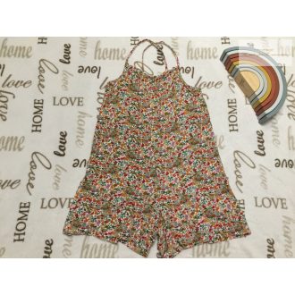   Next 10 év 140 cm színes apró virágmintás vékony pamut lány playsuit- újszerű,hibátlan
