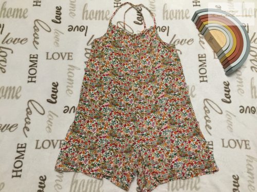 Next 10 év 140 cm színes apró virágmintás vékony pamut lány playsuit- újszerű,hibátlan