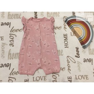   Next 9-12 hó 11 kg  rózsaszín, nyuszi - cica fej mintás -fodros pamut lány playsuit/ napozó- újszerű,hibátlan