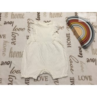   Fred§Flo 6-9 hó 68 - 74 cm fehér fodros-madeirás pamut lány playsuit/ napozó - újszerű,hibátlan