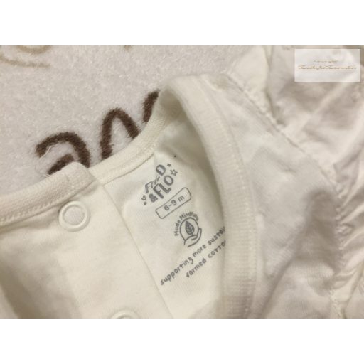 Fred§Flo 6-9 hó 68 - 74 cm fehér fodros-madeirás pamut lány playsuit/ napozó - újszerű,hibátlan
