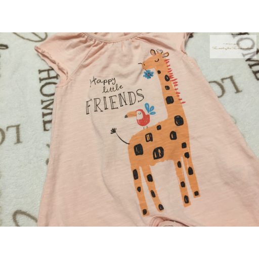 F§F up to 3 month  62 cm 6 kg rózsaszín, zsiráf mintás pamut lány playsuit/ napozó újszerű,hibátlan