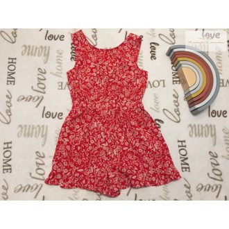  Next 6 év 116 cm piros, fehér virágmintás vékony pamut lány playsuit-újszerű,hibátlan